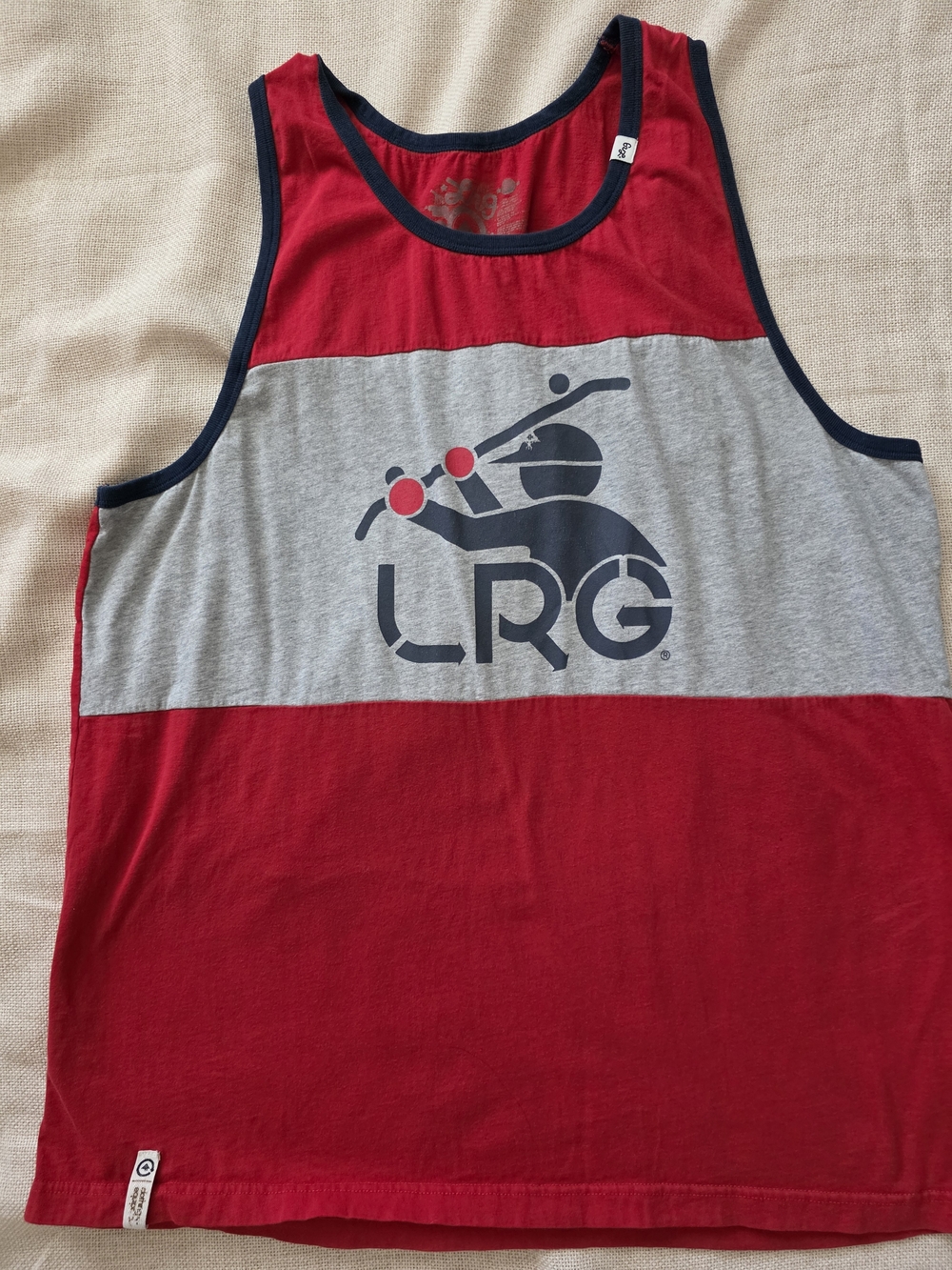 LRG Red & Gray Logo Tank Top Mens Size XL Summer Casual Beach Wear